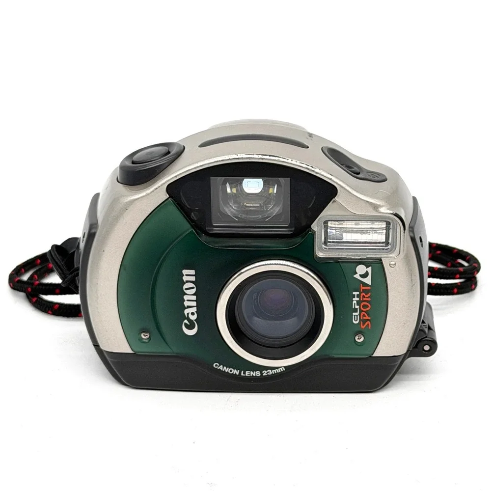 Canon ELPH Sport APS Film Camera 23mm Lens Silver Green Water Resistant Untested